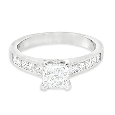1.61ct Princess Cut Diamond Engagement Style Ring in 18k White Gold