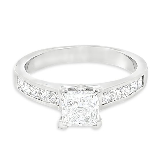 1.61ct Princess Cut Diamond Engagement Style Ring in 18k White Gold