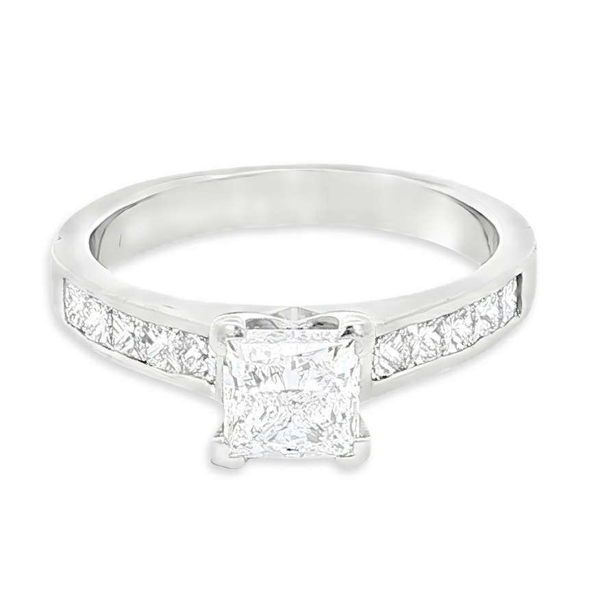 1.61ct Princess Cut Diamond Engagement Style Ring in 18k White Gold