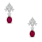 1.00ct Natural Ruby and Cubic Zirconia Earrings in 18k White Gold