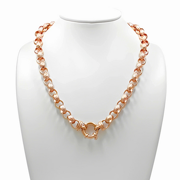 9ct Rose Gold Patterned Belcher Necklace 42cm