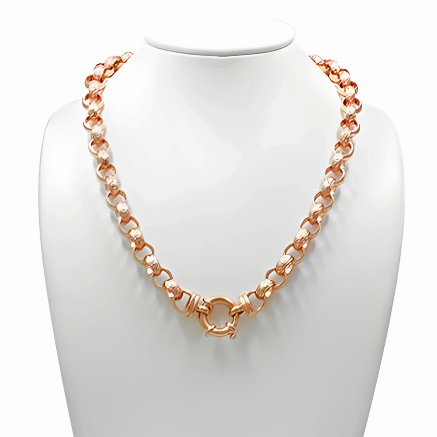 9ct Rose Gold Patterned Belcher Necklace 42cm