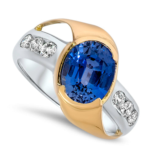 Natural Tanzanite and Diamond Handmade Cluster Ring in White Gold