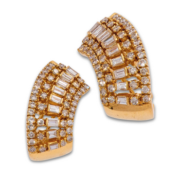 Diamond Cluster Earrings in Yellow Gold