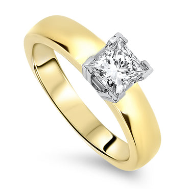 0.76ct Princess Cut Diamond Ring Handmade in 18ct Yellow Gold