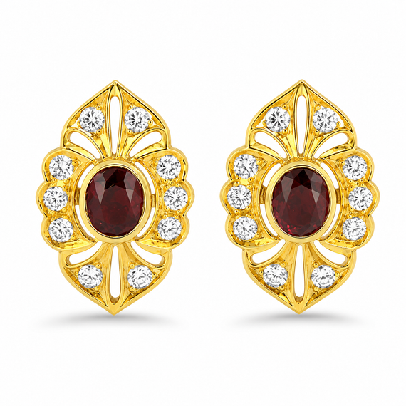 1.75ct Natural Ruby and Diamond Earrings