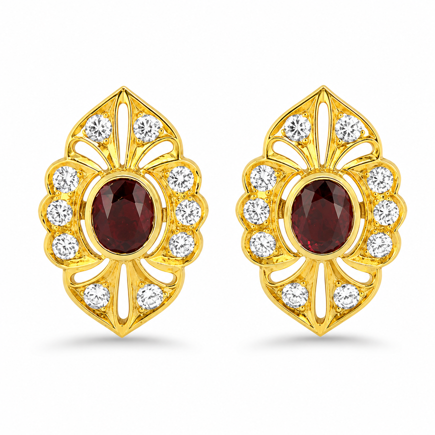 1.75ct Natural Ruby and Diamond Earrings