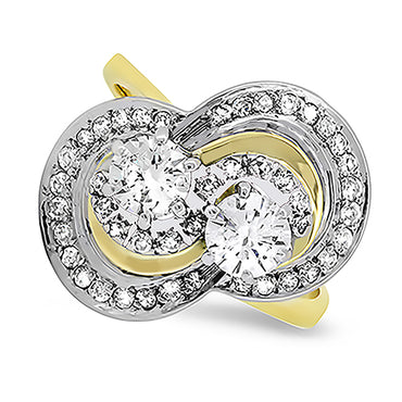 1.38ct Unique Diamond Handmade Cluster Ring in 18ct Yellow and White Gold