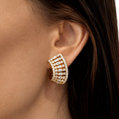 3.95ct Diamond Cluster Earrings in 18k Yellow Gold