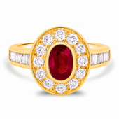 2.31ct Natural Ruby & Diamond Cluster Ring in Yellow Gold