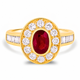 2.31ct Natural Ruby & Diamond Cluster Ring in Yellow Gold