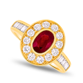 2.31ct Natural Ruby & Diamond Cluster Ring in Yellow Gold