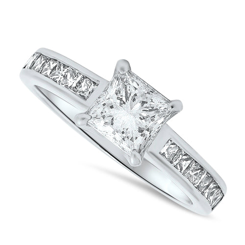 0.98ct Princess Cut Diamond Ring in 18ct White Gold E VS2 GIA Certified