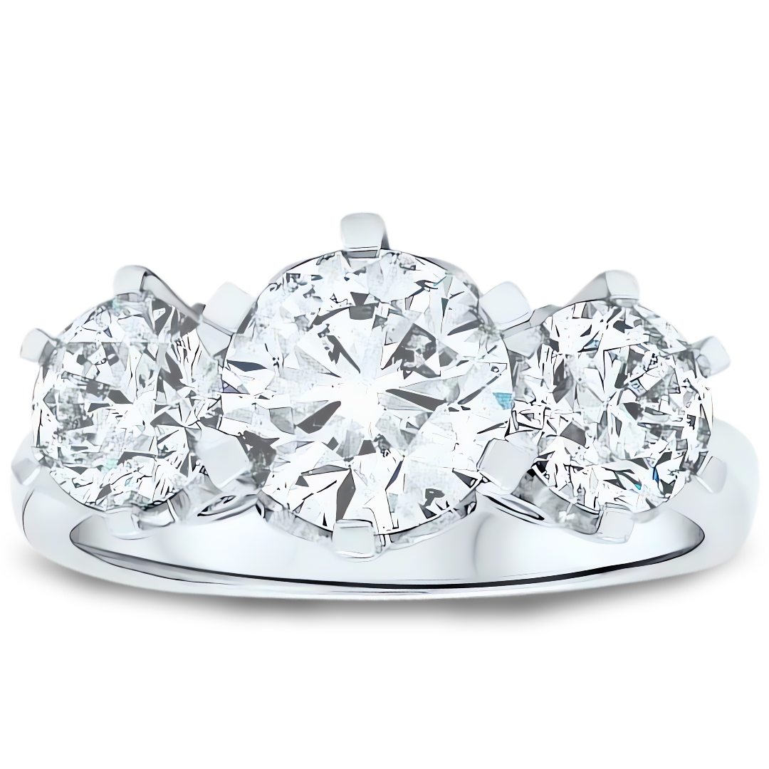 3.82ct Diamond Trilogy Style Diamond Ring with D Colour Centre in Platinum