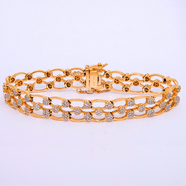 2.00ct Diamond Cluster Bracelet in 18ct Yellow Gold with Safety Chain