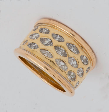 2.15ct Diamond Cluster Handmade Ring in 18ct Yellow Gold