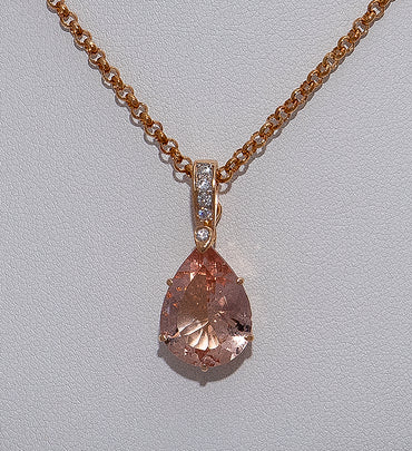 6.15ct Morganite and Diamond Pendant in 18ct Rose Gold