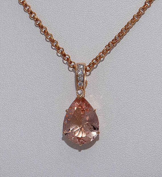 6.15ct Morganite and Diamond Pendant in 18ct Rose Gold