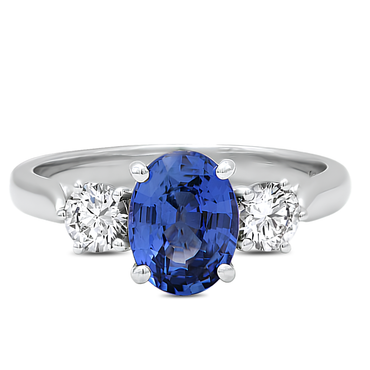 2.55ct Natural Ceylon Sapphire and Diamond Ring in 18k White Gold