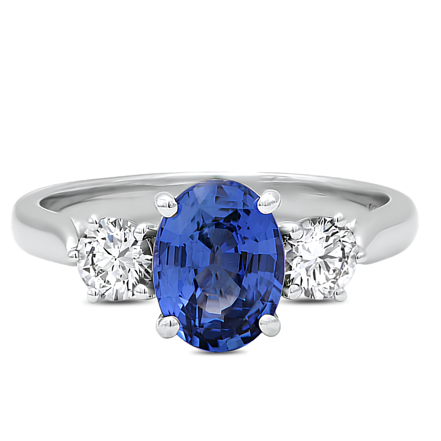 2.55ct Natural Ceylon Sapphire and Diamond Ring in 18k White Gold