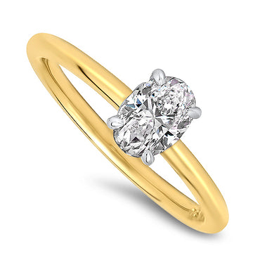 0.70ct Oval Cut D Colour Diamond Ring in 18ct Yellow Gold GIA Certified