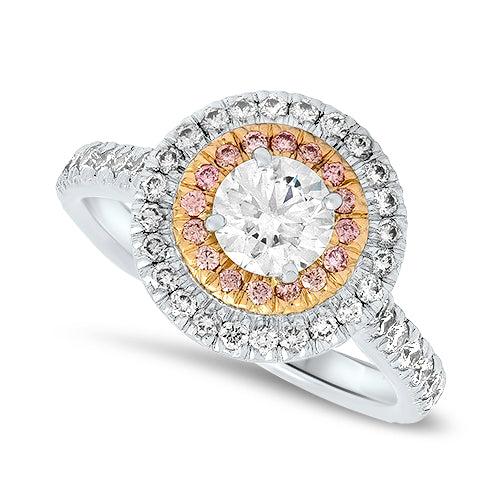 1.18ct Natural Pink Diamond and White Diamond Handmade Ring in Platinum
