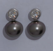 1.30ct Tahitian South Sea Pearl and Diamond Drop Earrings in 18ct White Gold
