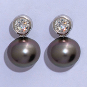 1.30ct Tahitian South Sea Pearl and Diamond Drop Earrings in 18ct White Gold