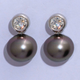 1.30ct Tahitian South Sea Pearl and Diamond Drop Earrings in 18ct White Gold