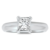 0.71ct Diamond Princess Diamond Handmade Ring in 18k White Gold