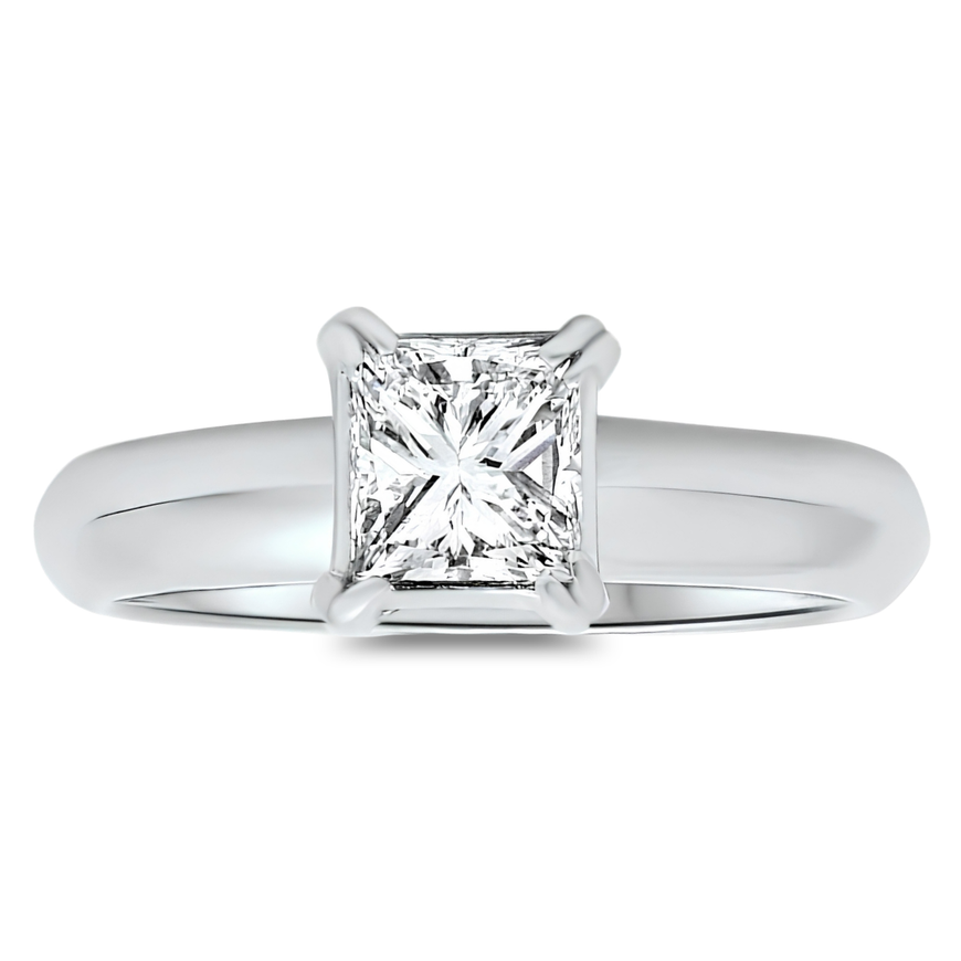 0.71ct Diamond Princess Diamond Handmade Ring in 18k White Gold