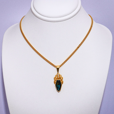 3.85 Australian Sapphire and Diamond Handmade Pendant in 18ct Yellow Gold