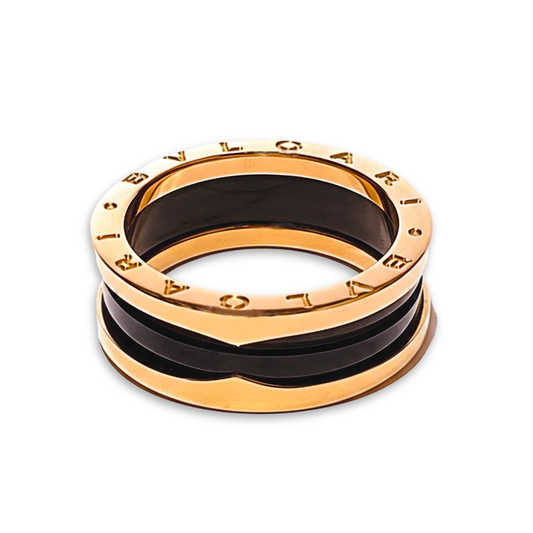18k Rose Gold & Black Ceramic B.zero1 BVLGARI Men's Ring