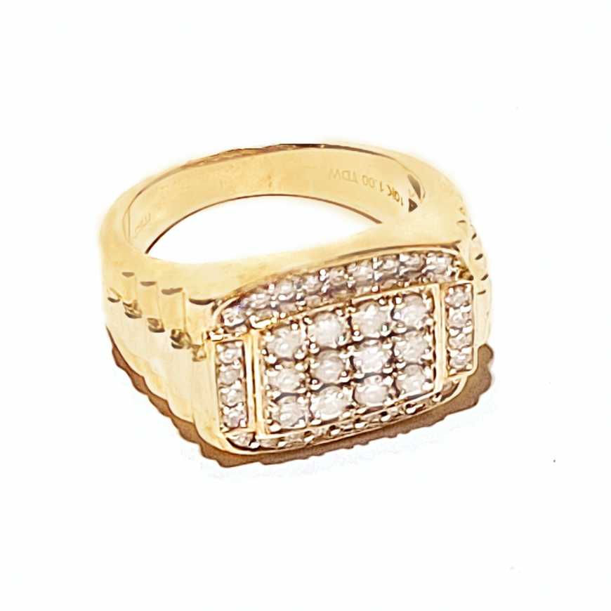 10ct Two-Toned Gold Diamond Rolex Style Men's Cluster Ring