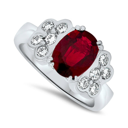 2.50ct Natural Ruby and Diamond Handmade in 18ct White Gold