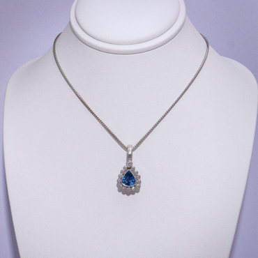 2.36ct Ceylon Sapphire and Diamond Pendant Handmade in 18ct White Gold