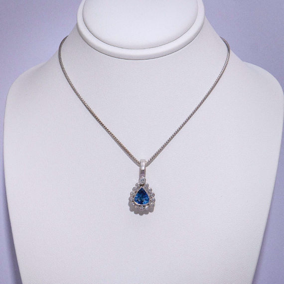 2.36ct Ceylon Sapphire and Diamond Pendant Handmade in 18ct White Gold
