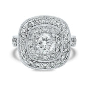 2.62ct Diamond Cluster Ring in Platinum with a 1 Carat Center Diamond