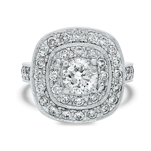 2.62ct Diamond Cluster Ring in Platinum with a 1 Carat Center Diamond