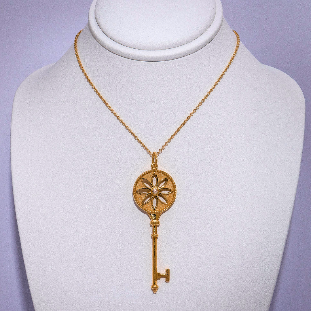 18ct Yellow Gold Diamond Key Necklace and Pendant