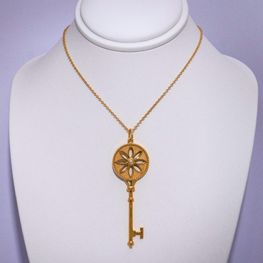 18ct Yellow Gold Diamond Key Necklace and Pendant