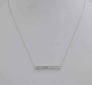18ct White Gold Diamond Princess Cut Necklace