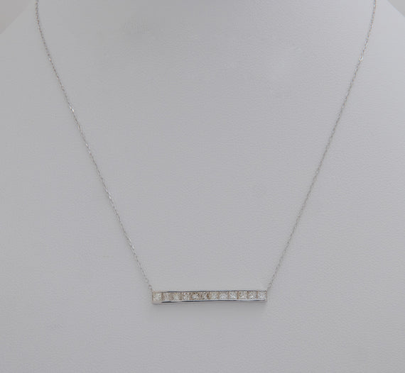 18ct White Gold Diamond Princess Cut Necklace