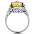 Natural Yellow Sapphire & Diamond Handmade Ring in Platinum top view