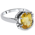 Natural Yellow Sapphire & Diamond Handmade Ring in Platinum side view