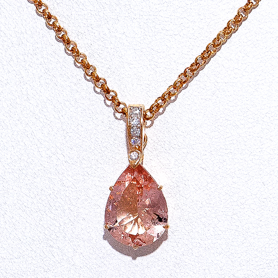 6.15ct Morganite and Diamond Pendant in 18ct Rose Gold