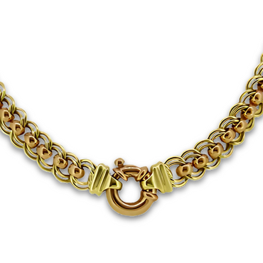 9ct two-toned gold necklace with ring clasp | LONDON LOANS