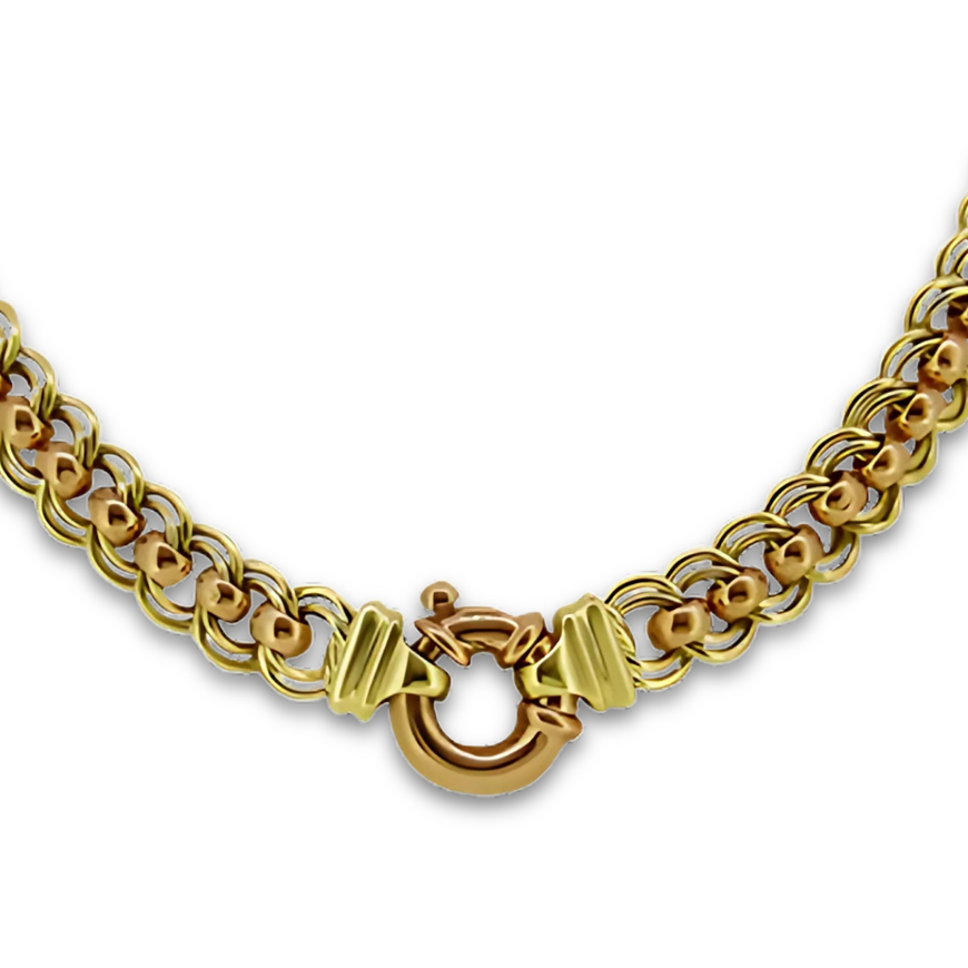 9ct two-toned gold necklace with ring clasp | LONDON LOANS