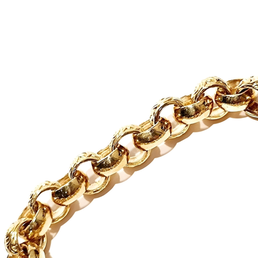 yellow gold belcher chain bracelet with filigree lock clasp | LONDON LOANS