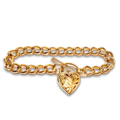 yellow gold chain bracelet with heart padlock | LONDON LOANS